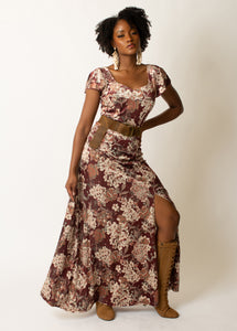 Anastasia Maxi Dress in Currant Floral | Joyfolie