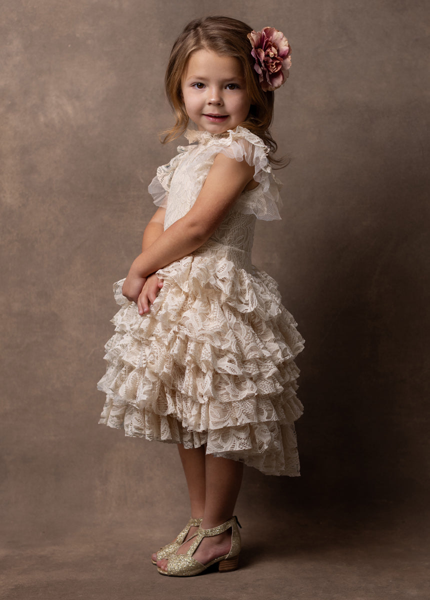 children petticoat party dress 2Bunnies Girls' Petticoat High-Low Ruffled Puff Sleeve Shimmer Party Dress