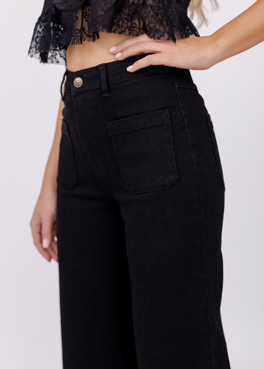 Avina Crop Denim in Black