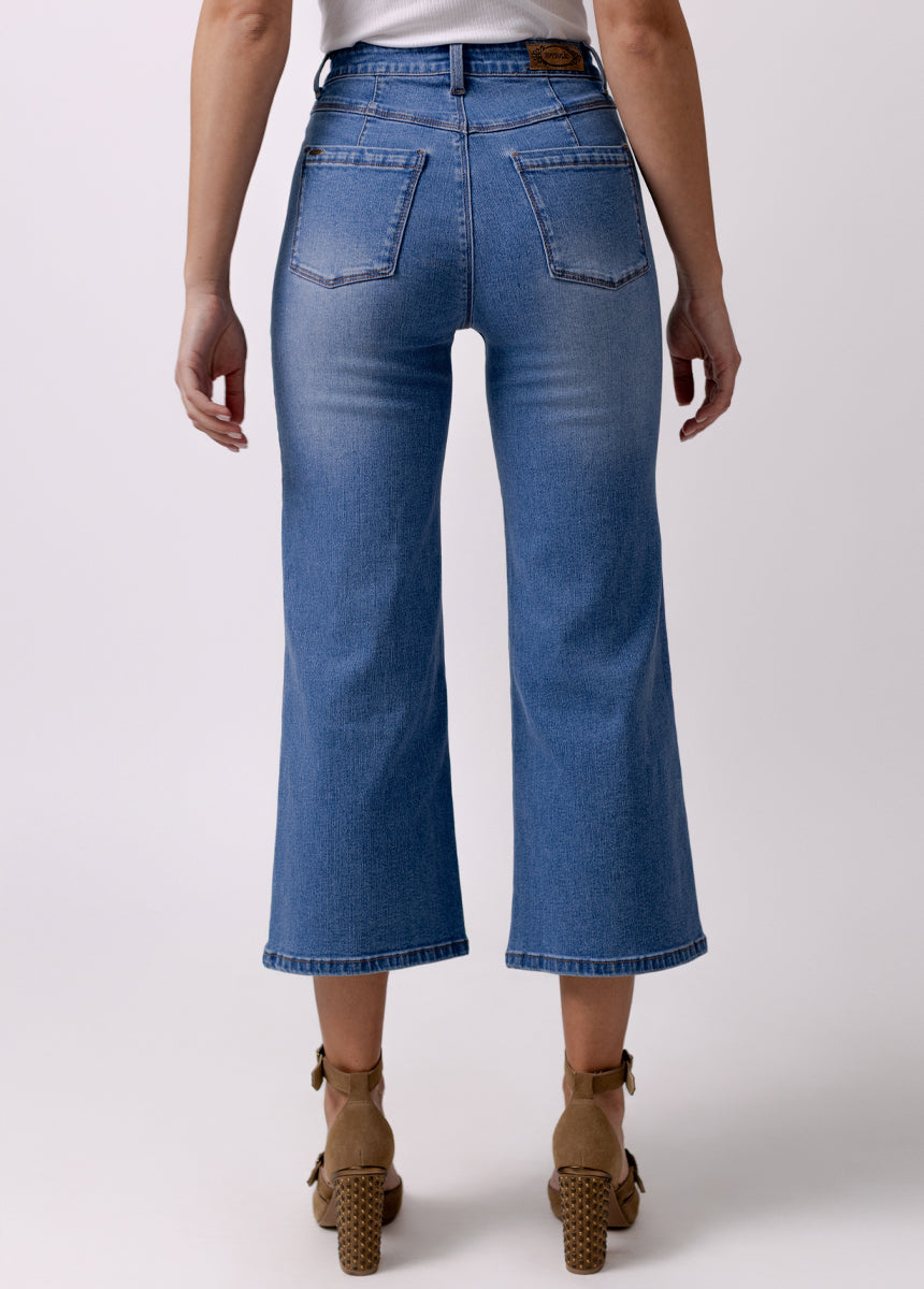Avina Crop Denim in Light Indigo