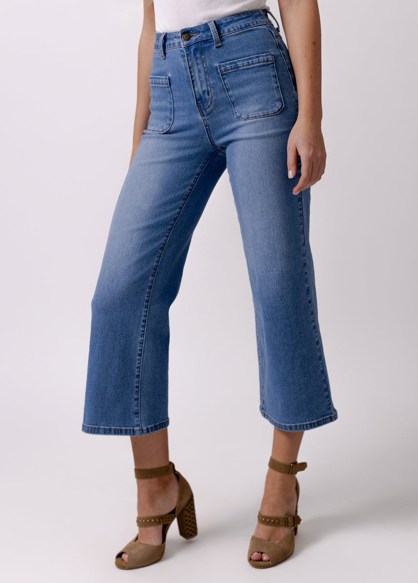 Avina Crop Denim in Light Indigo