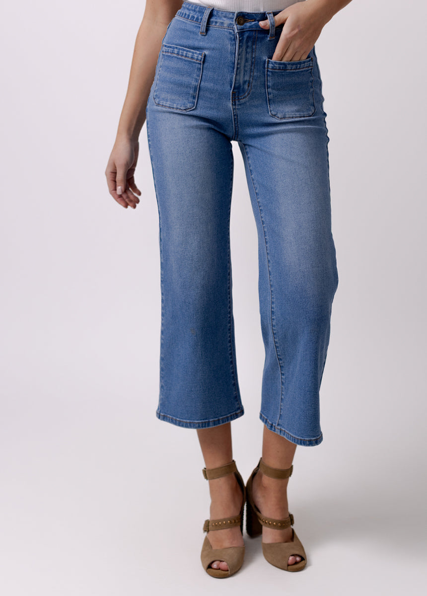 Avina Crop Denim in Light Indigo
