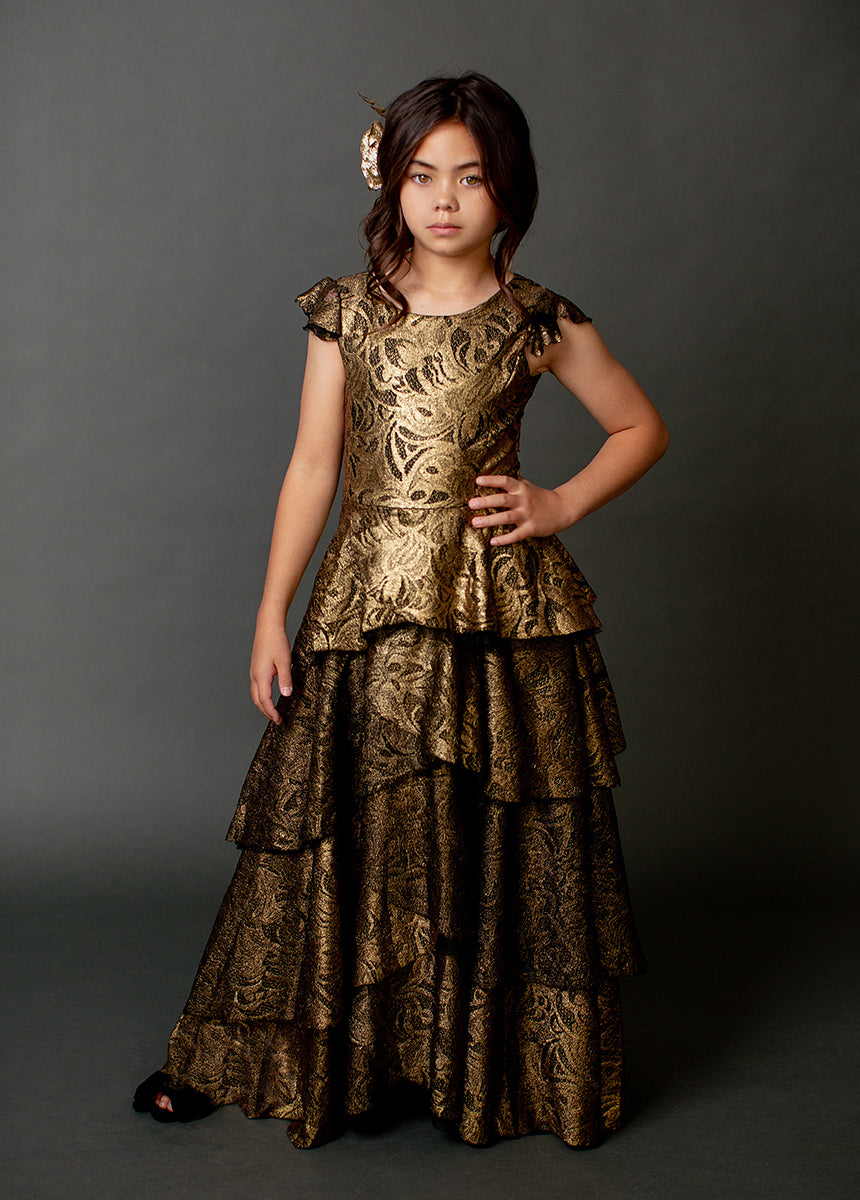 Azalea Dress in Gold Lace