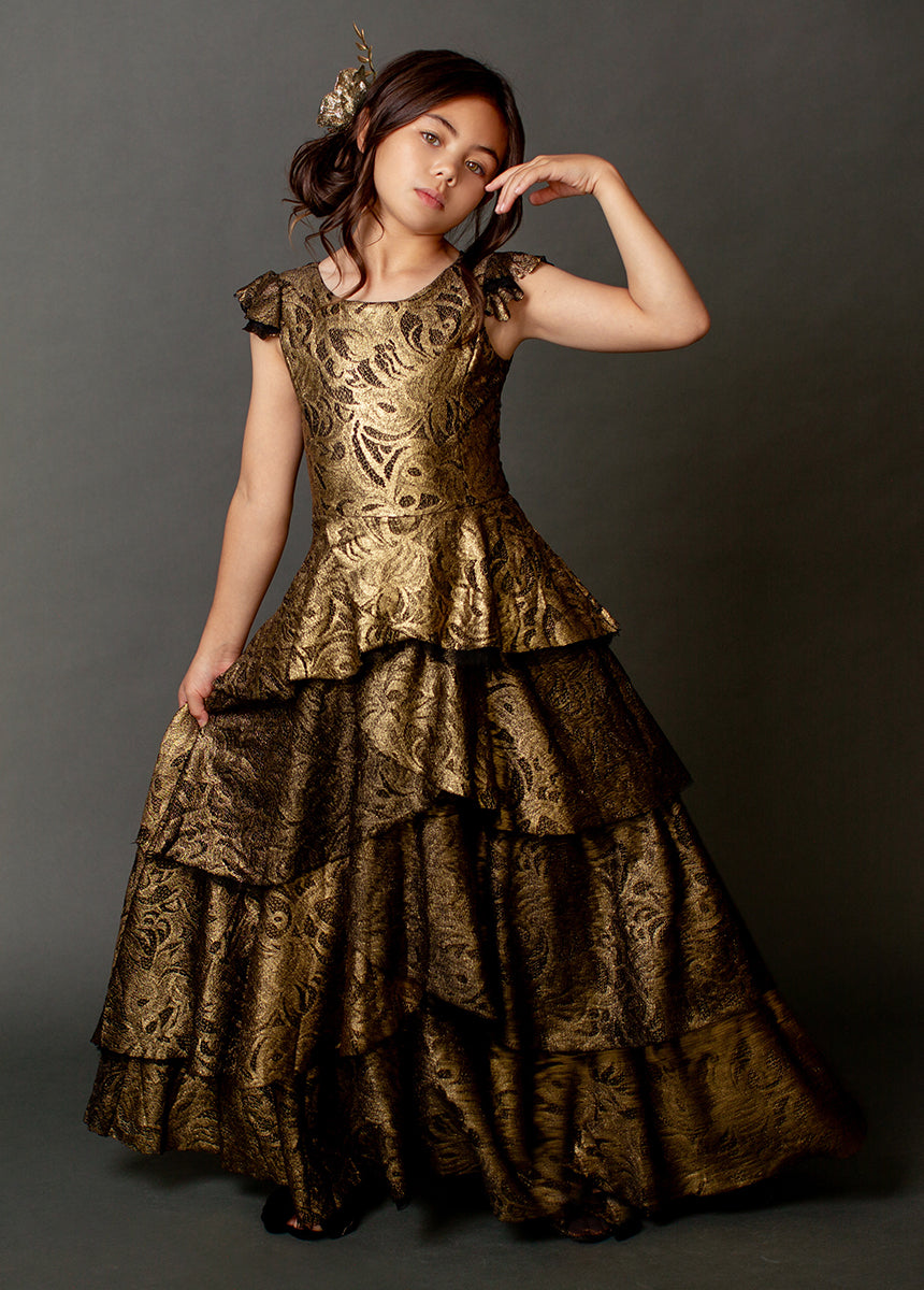 Azalea Dress in Gold Lace