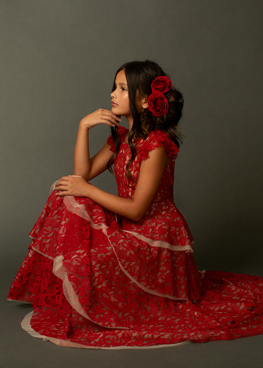 Joyfolie Girls Azalea Maxi Boho Dress in Scarlet, Size 2 Joyfolie Girls Azalea Maxi Boho Dress in Scarlet, Size 2