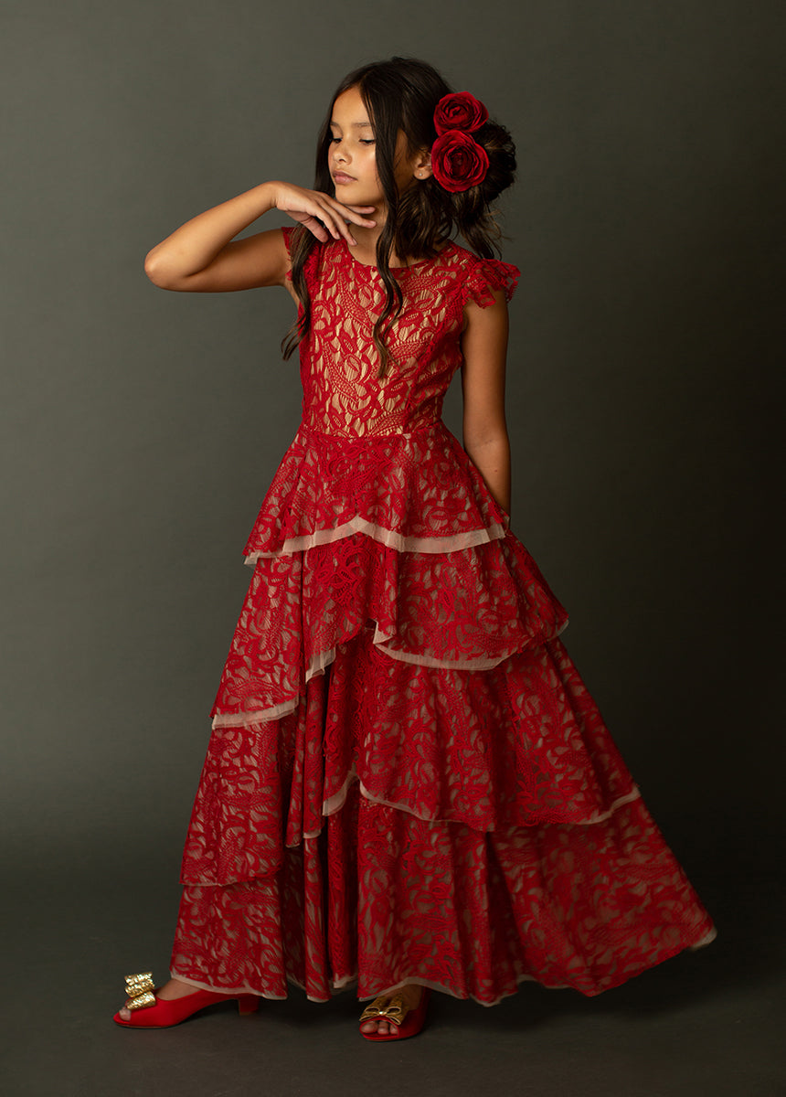 Joyfolie GirlsAzalea Dress in Scarlet, Size 2