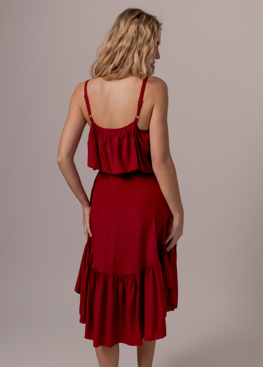 Basil Dress in Crimson