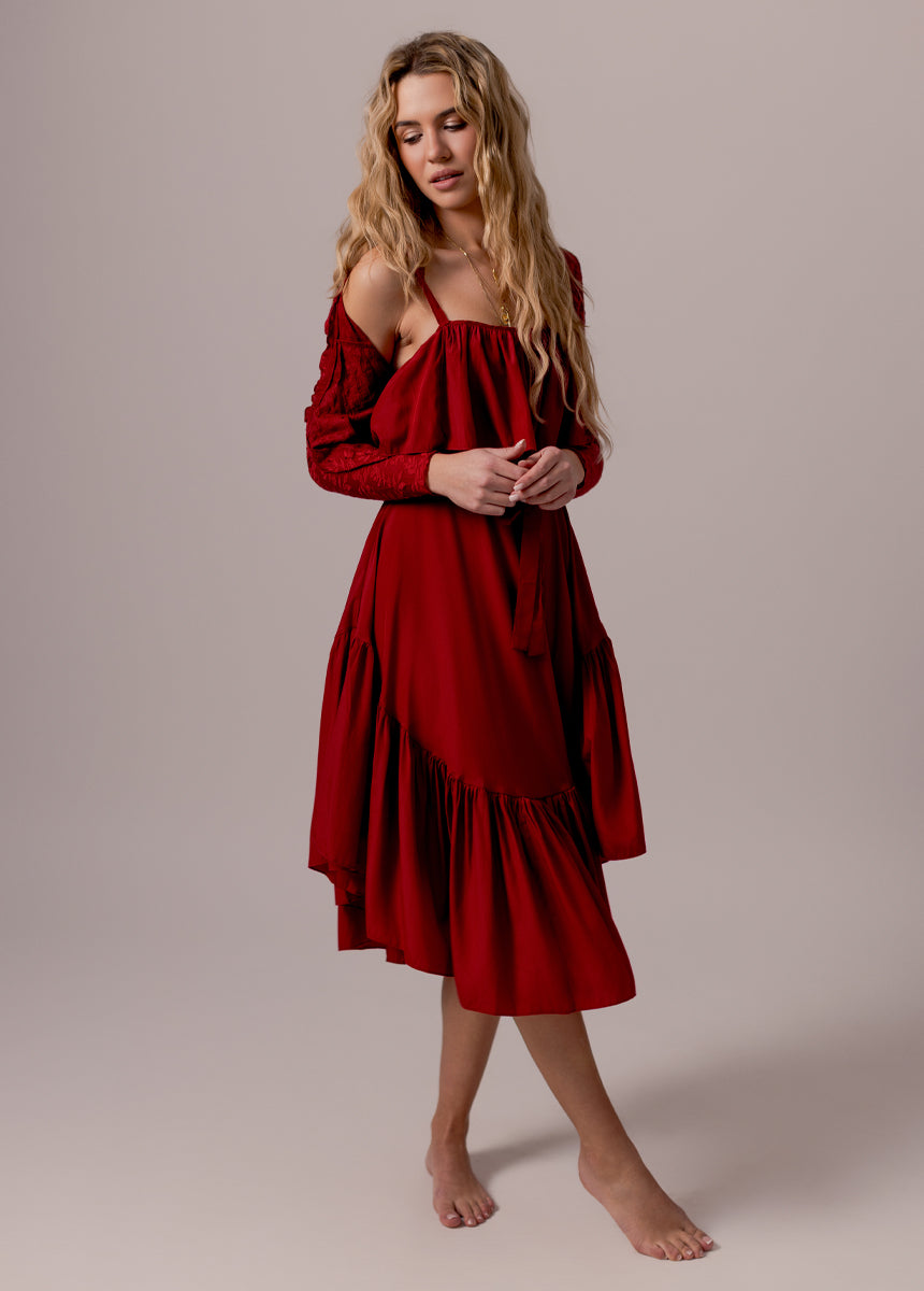 Basil Dress in Crimson