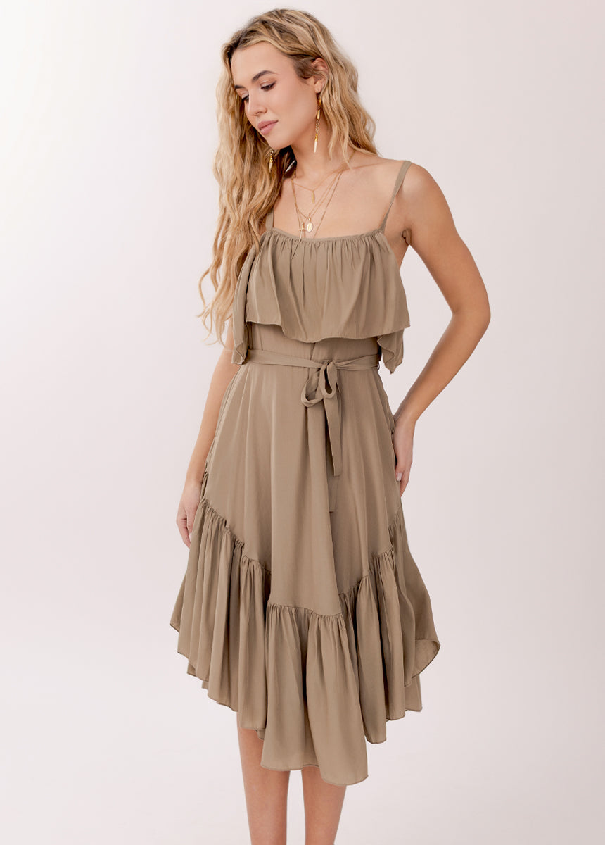 Joyfolie Women's Basil Dress in Taupe, Small