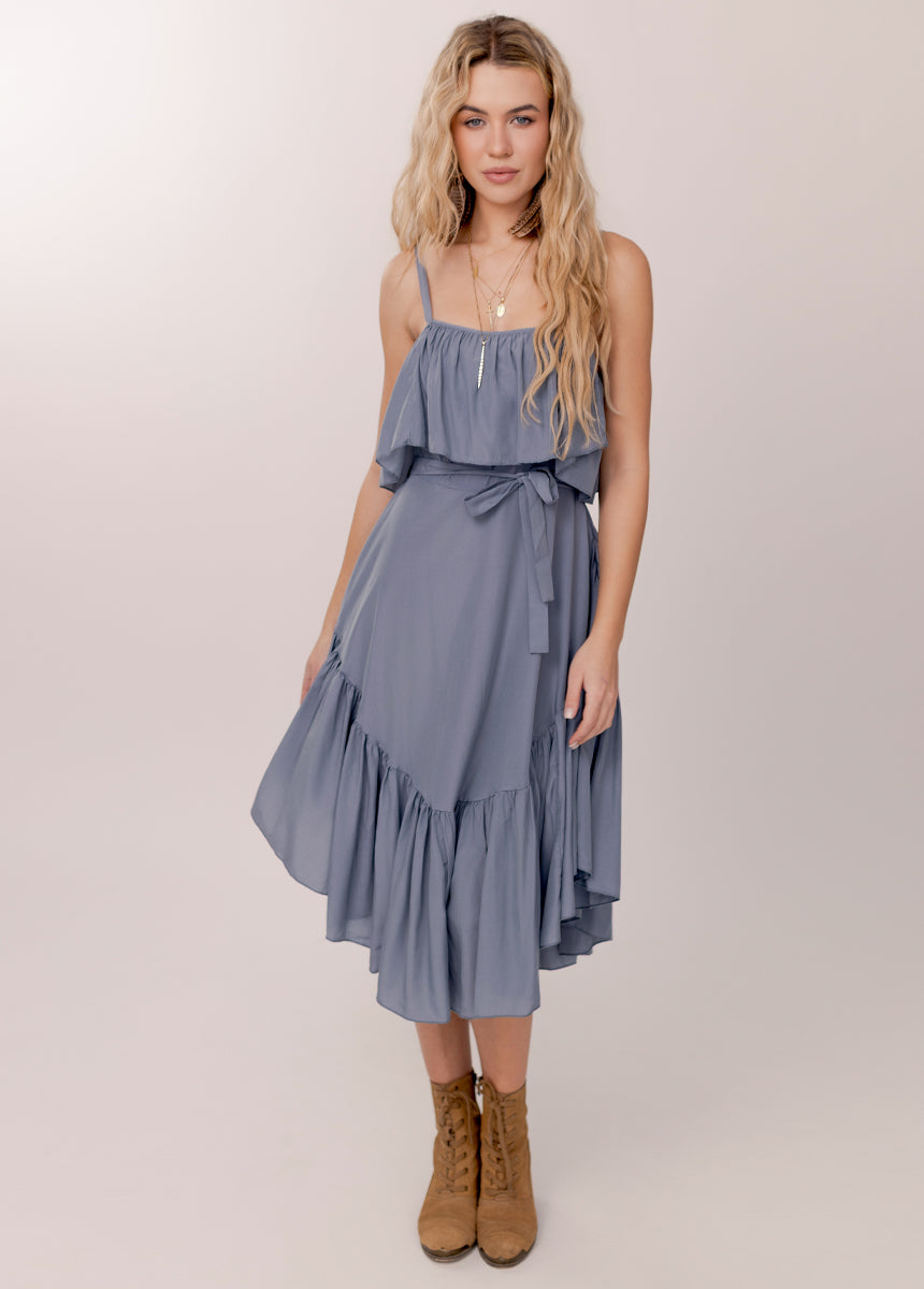 Joyfolie Women's Basil Maxi Boho Dress in Chambray, Extra Small Joyfolie Women's Basil Maxi Boho Dress in Chambray, Extra Small