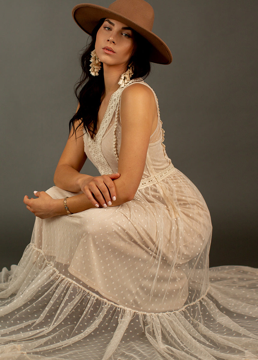 Briella Dress in Ecru