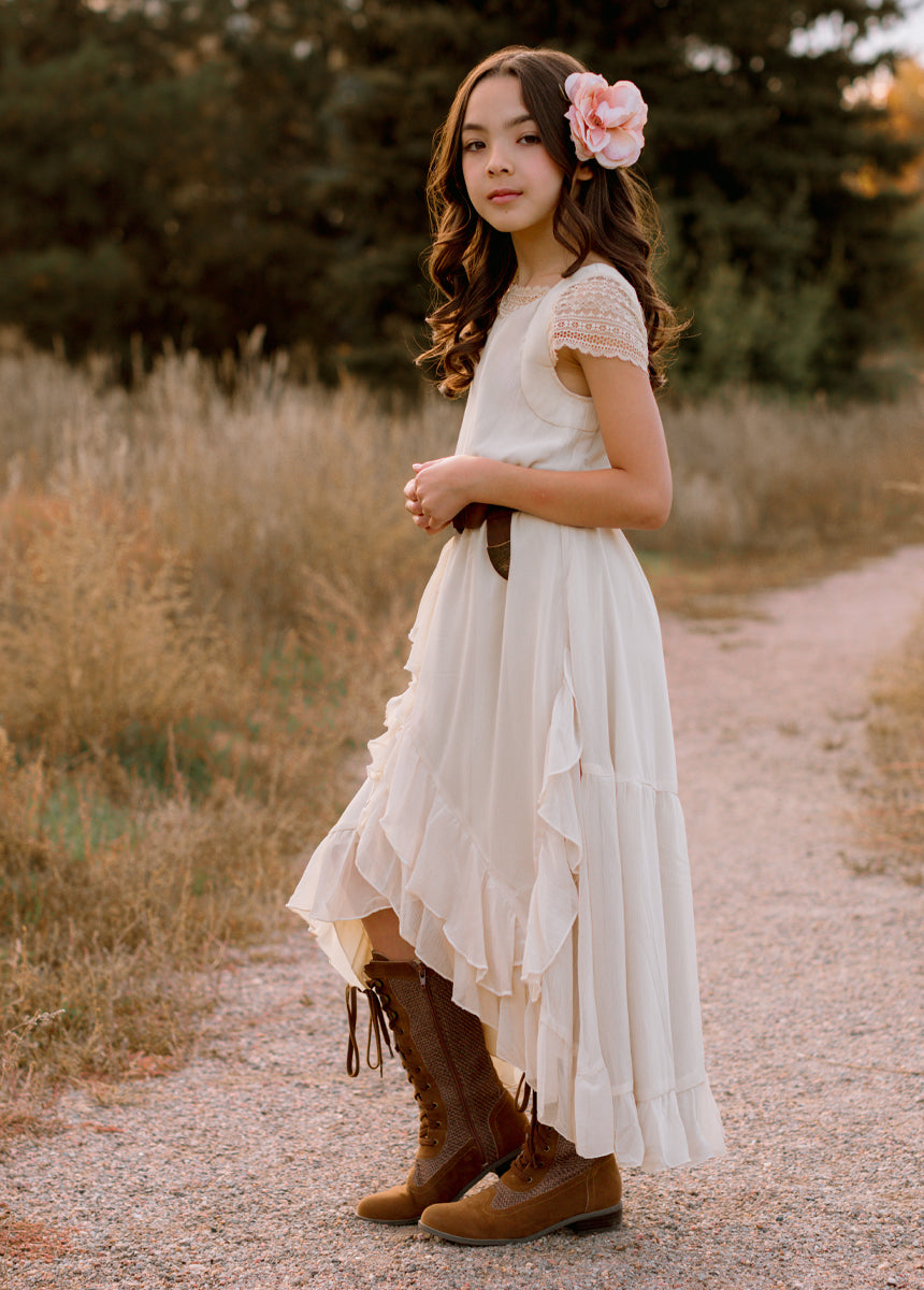 Joyfolie Girls Belleann Maxi Boho Dress in Oat, Size 6 Joyfolie Girls Belleann Maxi Boho Dress in Oat, Size 6