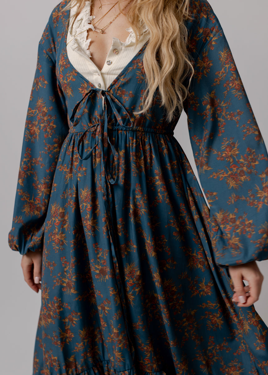 Beri Dress in Dark Chambray Floral