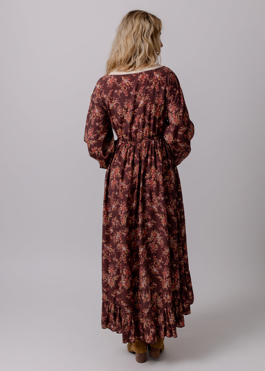 Beri Dress in Burgundy Floral