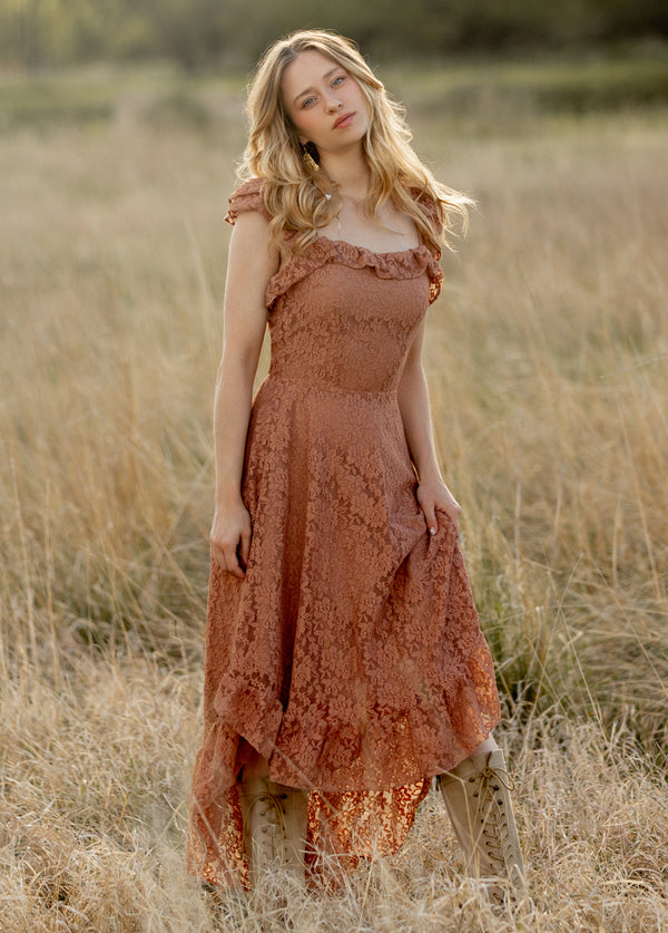 Bette Dress in Warm Taupe | High-Low | Joyfolie