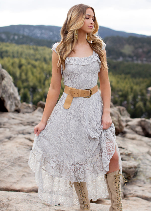 Bette Dress in Dusty Blue | High-Low | Joyfolie