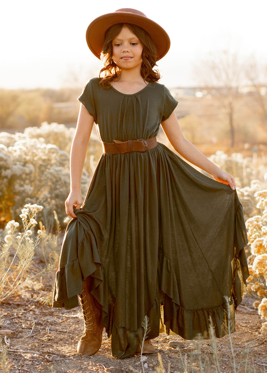 Joyfolie GirlsBraelyn Maxi Dress in Green, Size 7