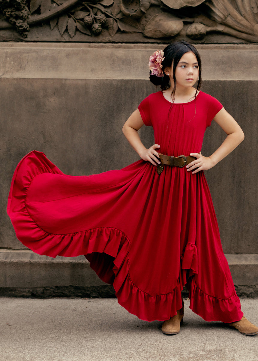 Joyfolie Girls Braelyn Maxi Boho Dress in Scarlet, Size 7 Joyfolie Girls Braelyn Maxi Boho Dress in Scarlet, Size 7