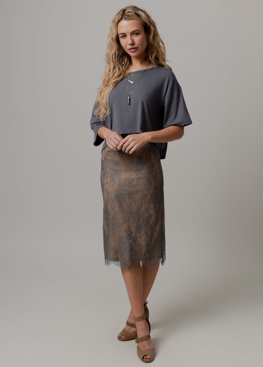 Merle Boxy Tee in Slate