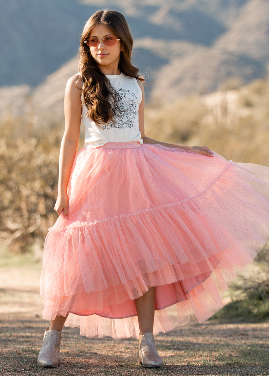Wholesale Clothing Womens Tulle Midi Skirt Brigitte Skirt In Pink
