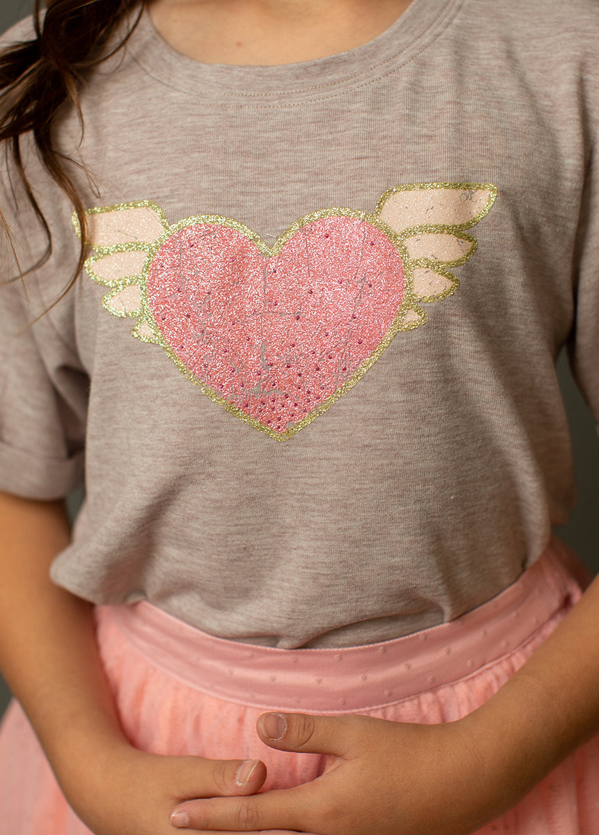 Sacred Heart Tee in Heather Light Taupe