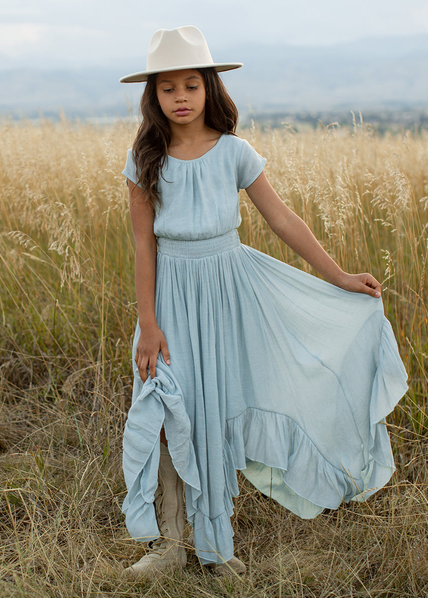 Joyfolie Girls Briley Maxi Dress in Sky Blue, Size 3 Joyfolie Girls Briley Maxi Dress in Sky Blue, Size 3