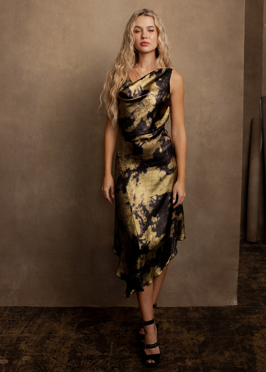 Bronte Dress in Black/Gold