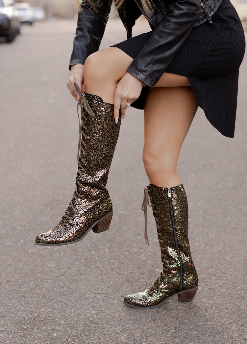 Bryce Boots in Bronze Sequin