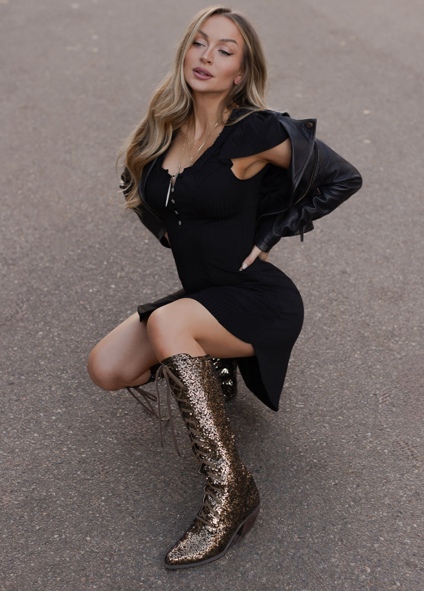 Bryce Boots in Bronze Sequin