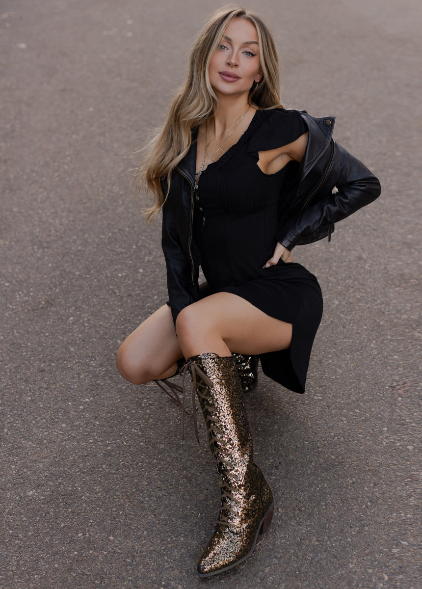 Bryce Boots in Bronze Sequin