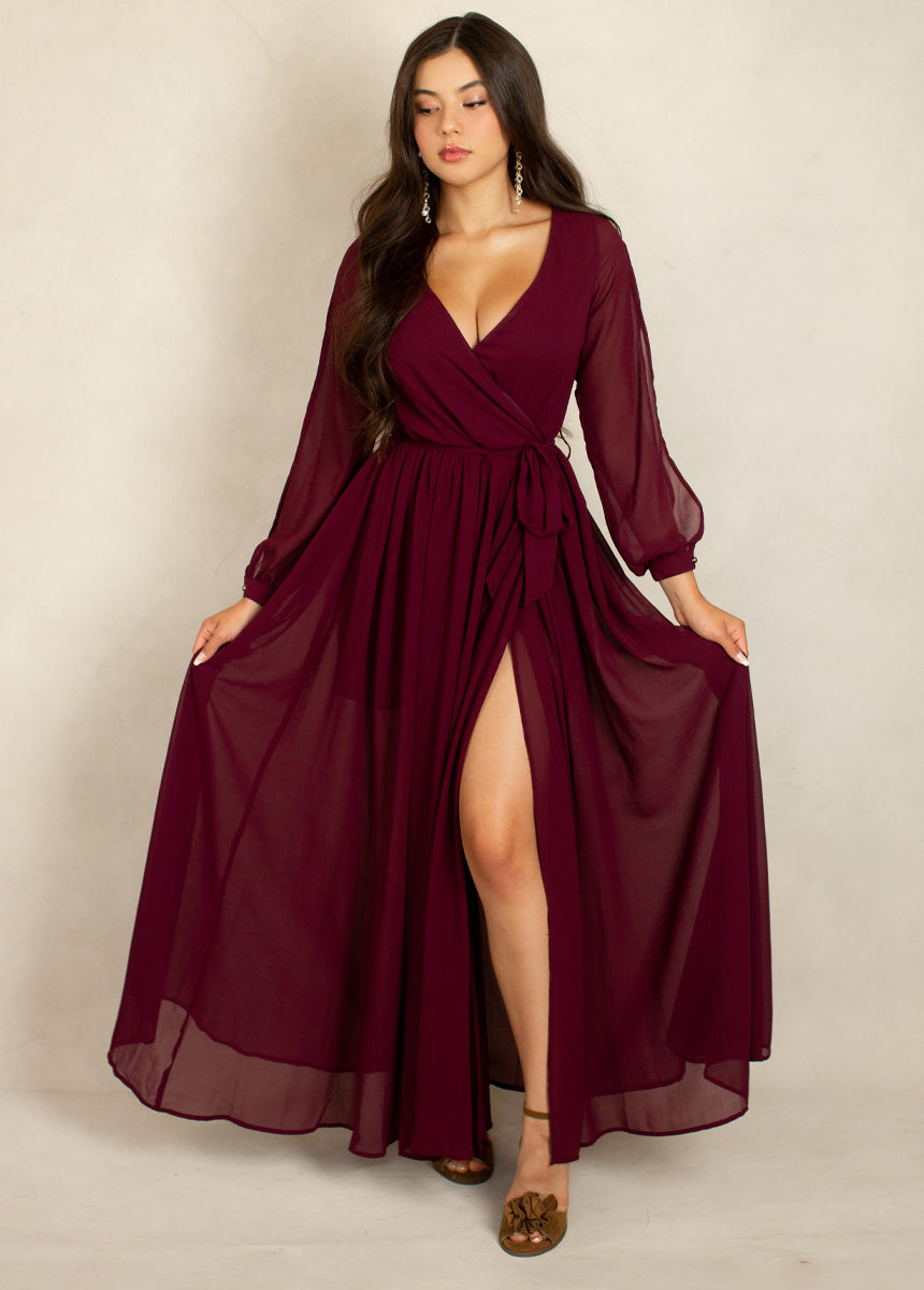 Joyfolie Women's Aniya Bridesmaid Maxi Boho Dress in Plum, Extra Small Joyfolie Women's Aniya Bridesmaid Maxi Boho Dress in Plum, Extra Small