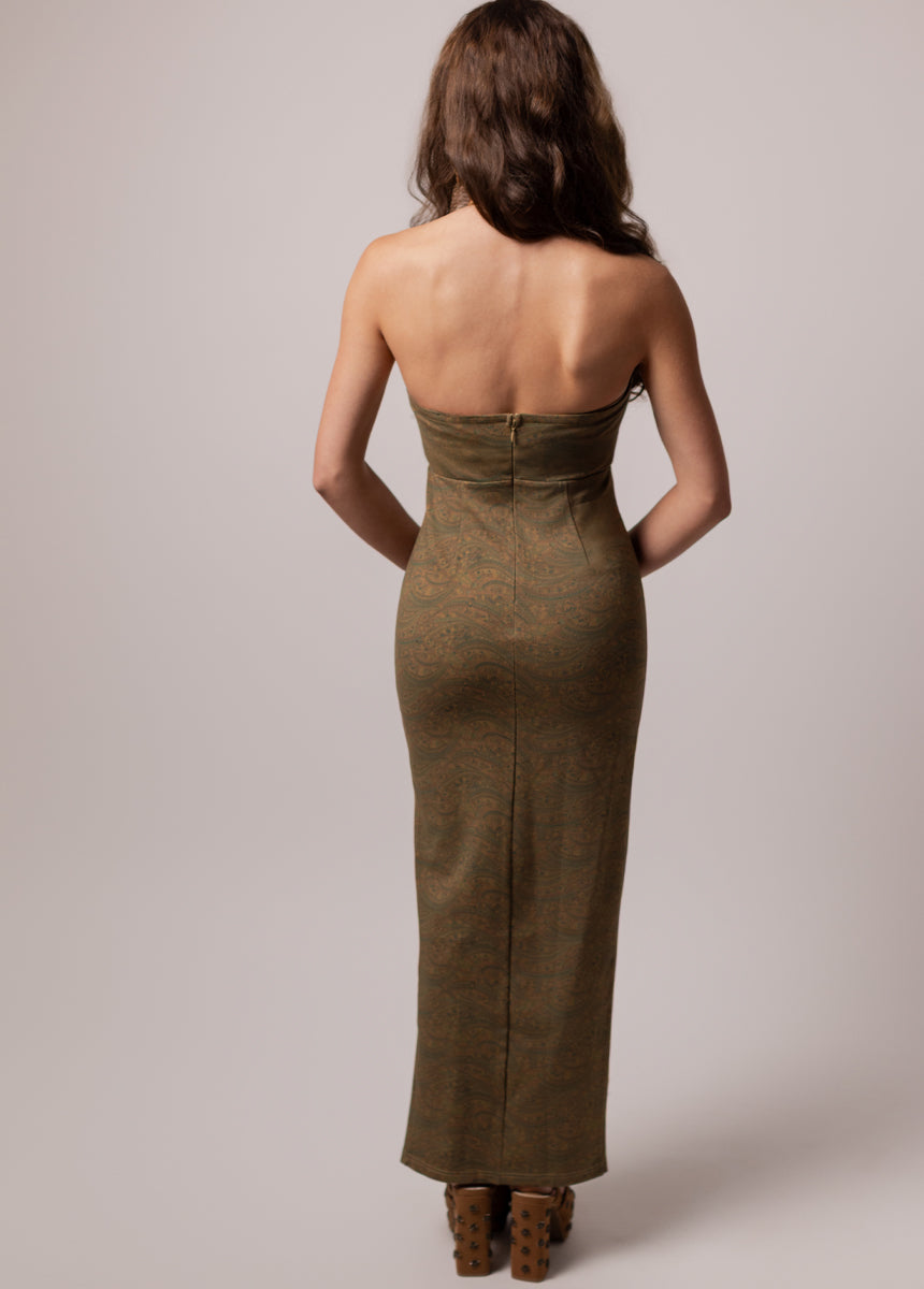 Karley Dress in Umber Paisley Print