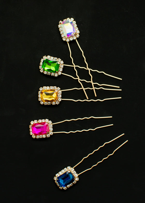 Celaena Hairpin Set in Jewel Tone Multi - Joyfolie