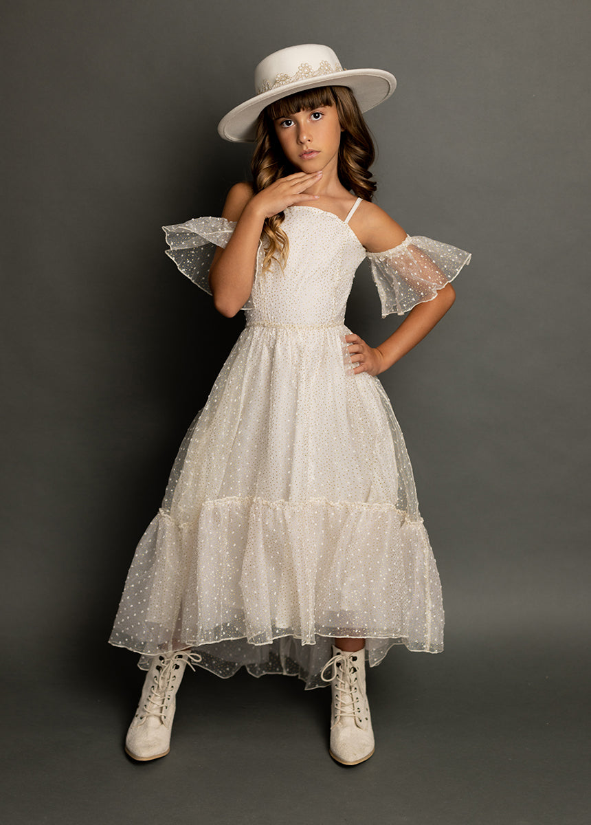 Joyfolie Girls Chloe Maxi Boho Dress in Cream Dot, Size 10 Joyfolie Girls Chloe Maxi Boho Dress in Cream Dot, Size 10