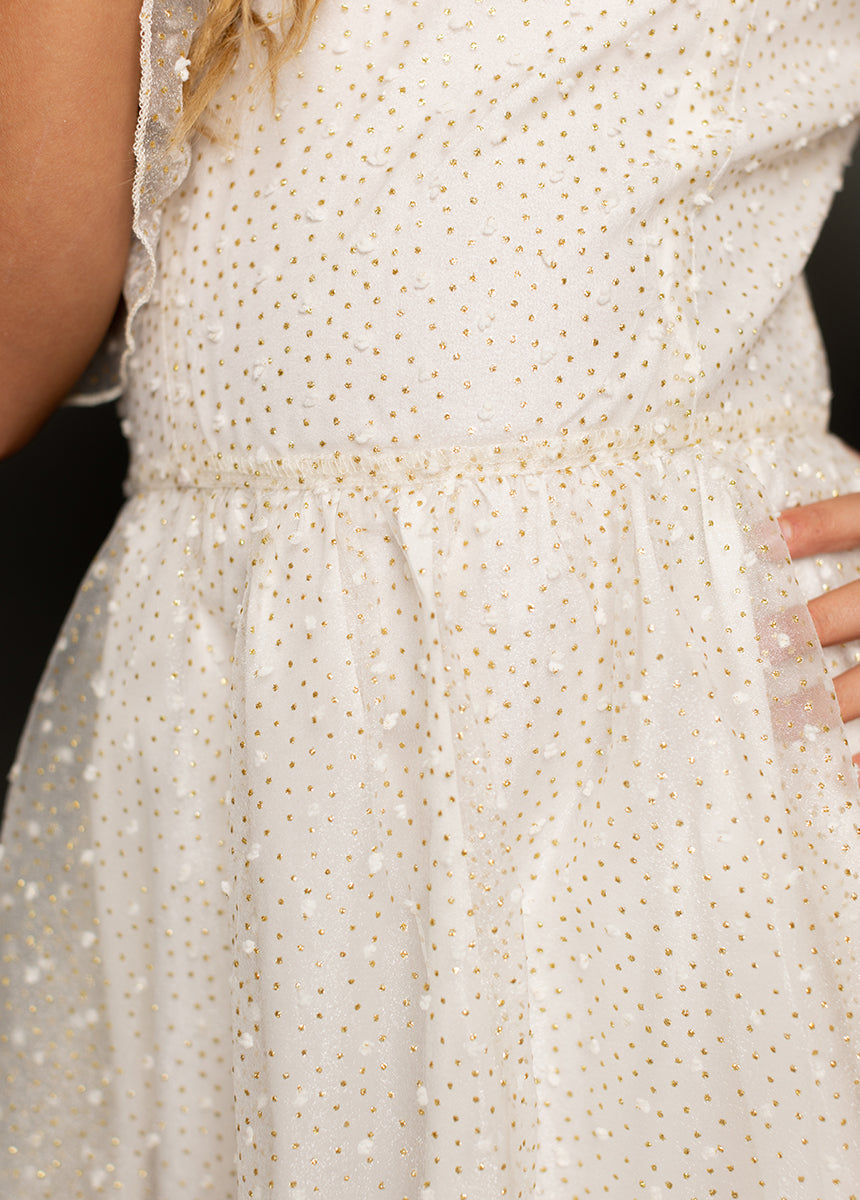 Joyfolie Girls Chloe Maxi Boho Dress in Cream Dot, Size 14 Joyfolie Girls Chloe Maxi Boho Dress in Cream Dot, Size 14