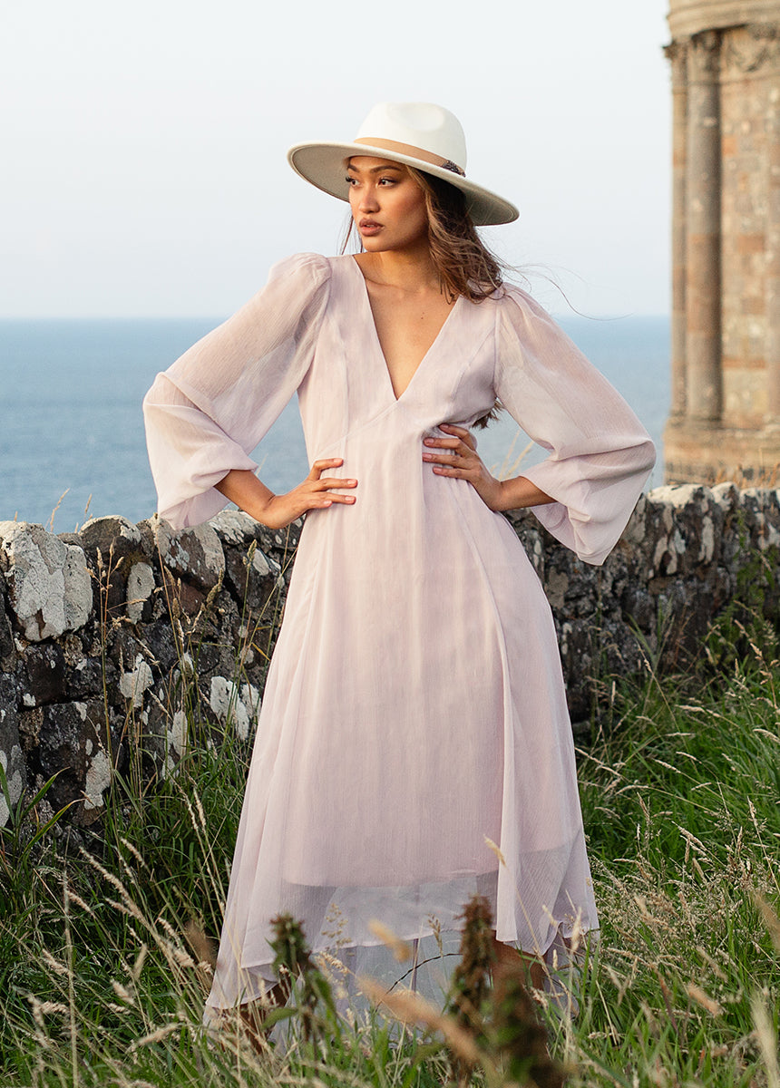crystal dress Straps Pink Embellished S and a sassy back slit Crystal Gown Alamour The