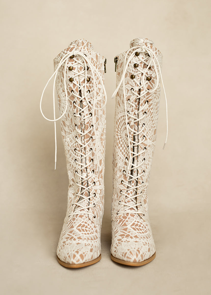 white mountain lily mae boots Joyfolie Women's Deliah Tall Boot in Lace Lily Chai, Size 9.5