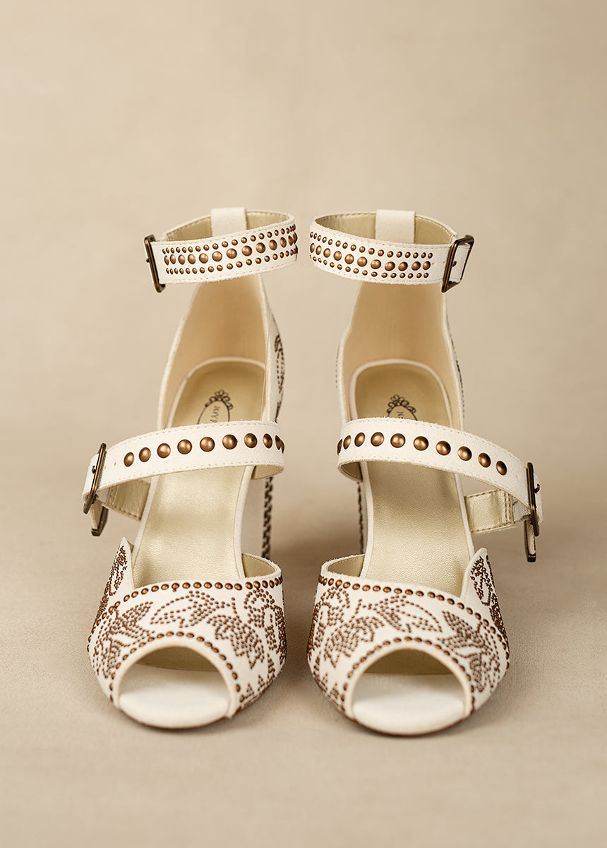 Aquaria Leather Studded Heel in Lily