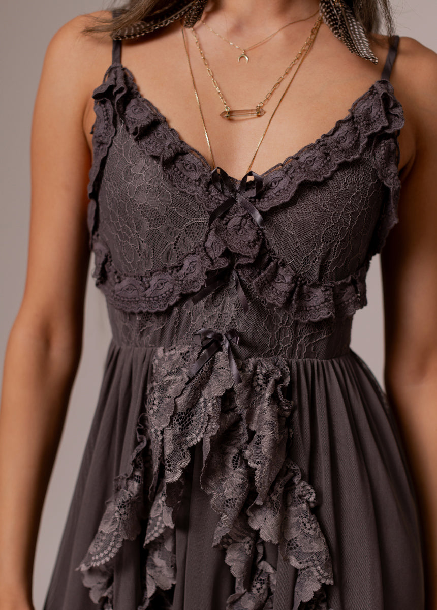 Joyfolie Women's Dagala Maxi Boho Dress in Charcoal, Small Joyfolie Women's Dagala Maxi Boho Dress in Charcoal, Small