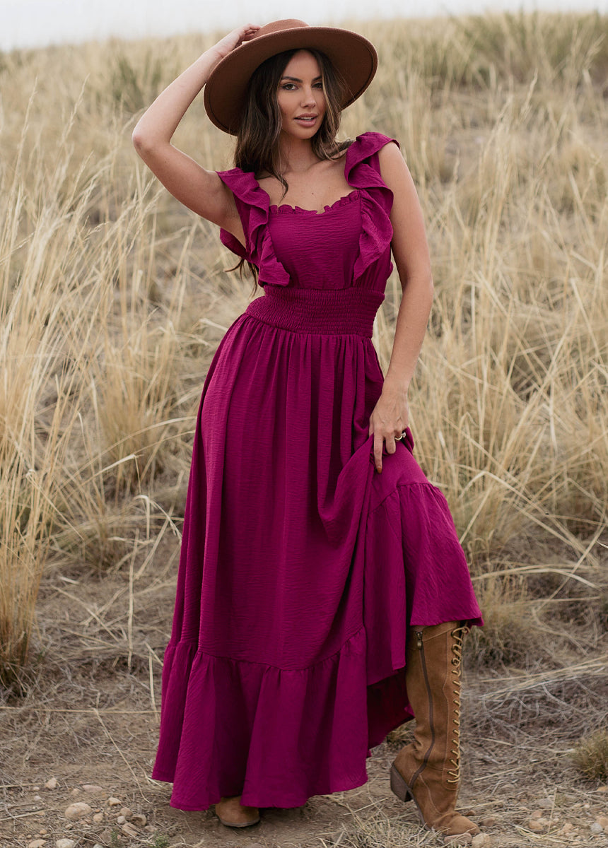 Joyfolie Women's Dawn Maxi Dress in Raspberry, Extra Extra Small Joyfolie Women's Dawn Maxi Dress in Raspberry, Extra Extra Small