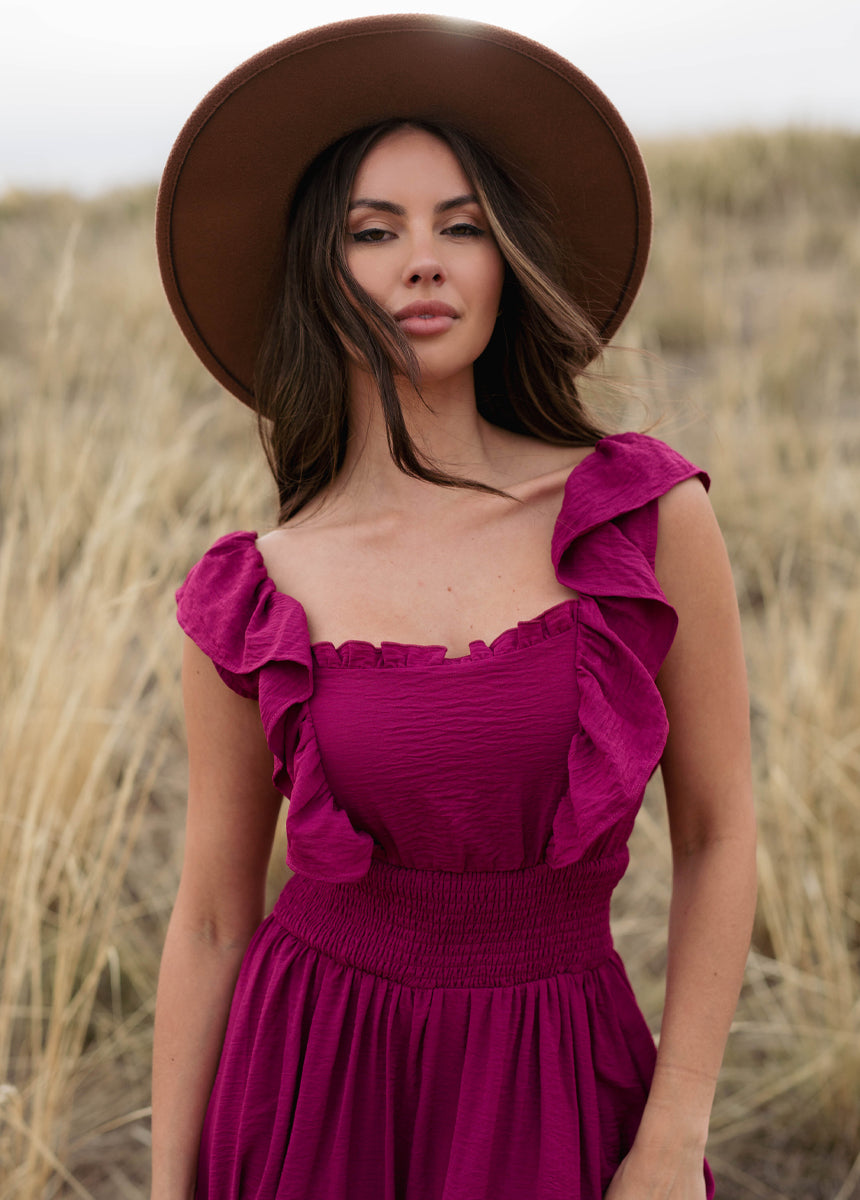 Joyfolie Women's Dawn Maxi Dress in Raspberry, Extra Extra Small Joyfolie Women's Dawn Maxi Dress in Raspberry, Extra Extra Small