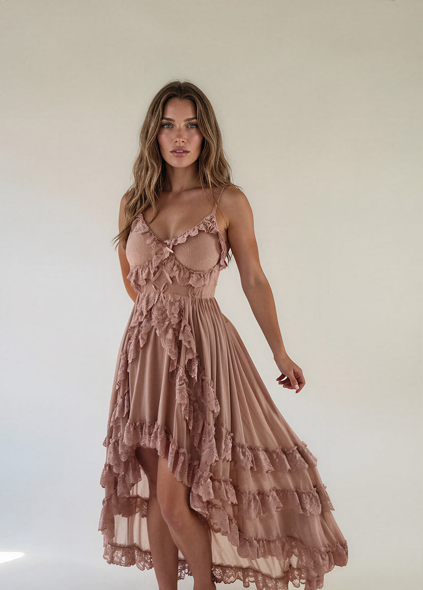 Dagala Dress in Nude Pink