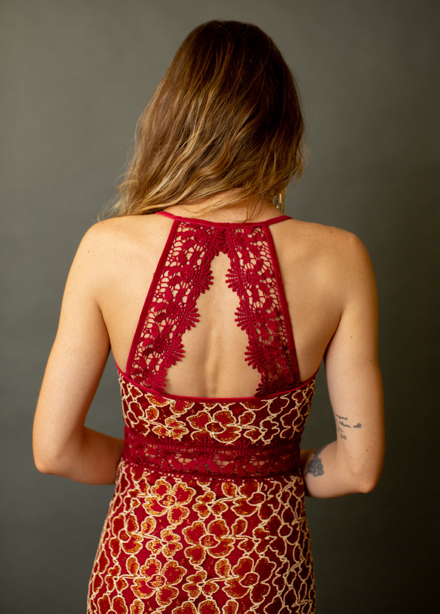 Desyree Dress in Scarlet Lace