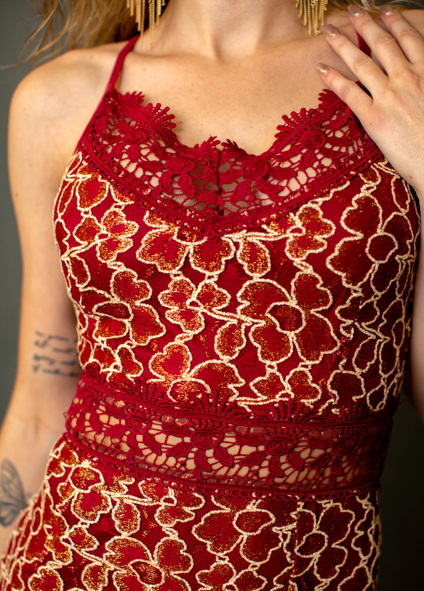 Desyree Dress in Scarlet Lace