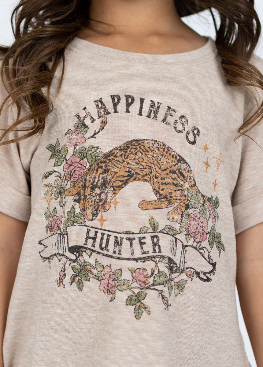 Happiness Hunter Graphic Tee in Heather Oat