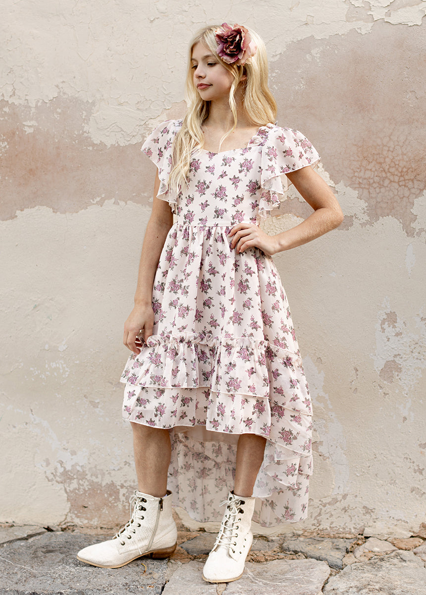 Joyfolie Girls Dimia Prom Maxi Boho Dress in Lilac Ditsy Floral, Size 6 Joyfolie Girls Dimia Prom Maxi Boho Dress in Lilac Ditsy Floral, Size 6