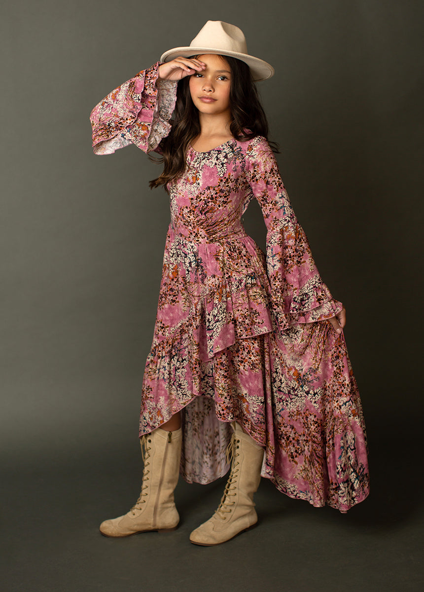 Divaya Dress in Dusty Rose Floral - Joyfolie Divaya Dress in Dusty Rose Floral - Joyfolie