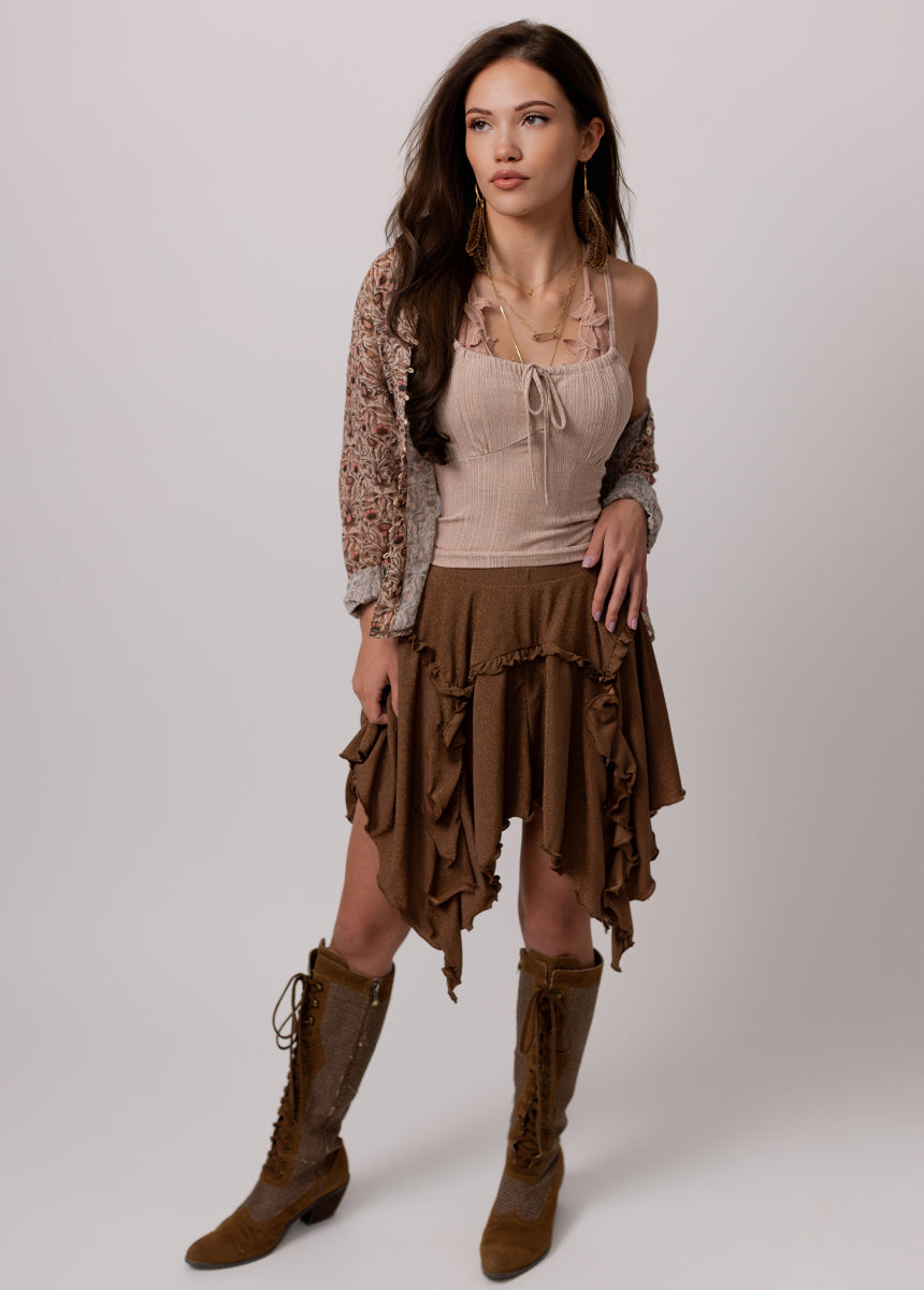 Edna Skirt in Sepia Metallic