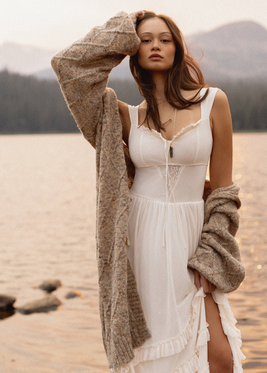 cream brown dress Joyfolie Women's Elinda Dress in Cream, Extra Extra Large