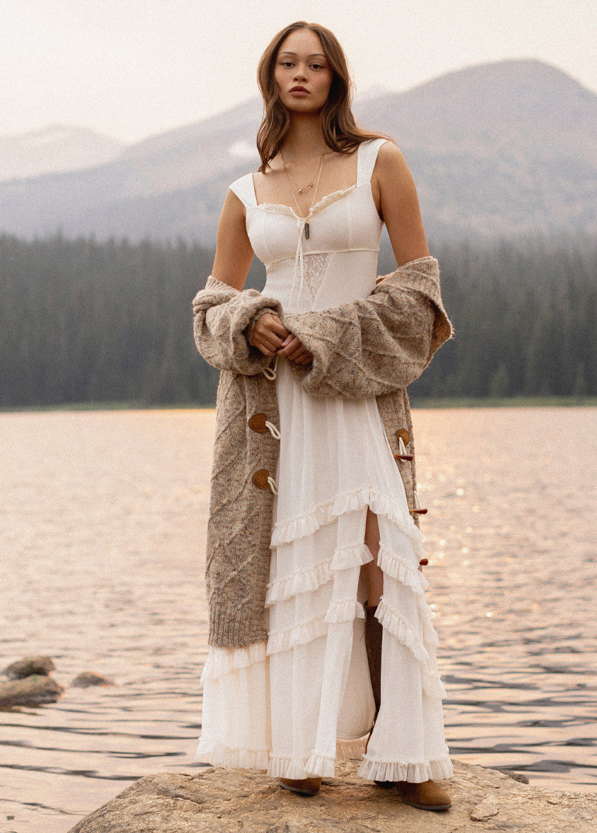 Joyfolie Women's Elinda Maxi Boho Dress in Cream, Extra Extra Large Joyfolie Women's Elinda Maxi Boho Dress in Cream, Extra Extra Large